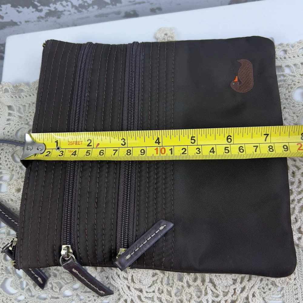 Dooney Bourke Brown Nylon North South Triple Zipper Crossbody Shoulder Bag - Picture 11 of 14